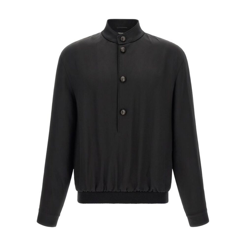 ZEGNA Black Satin Men's Sweatshirt